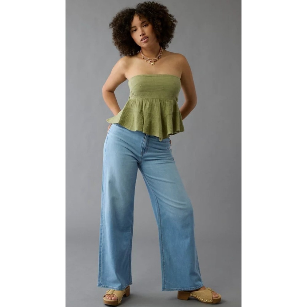 American Eagle Curvy Super High-Rise Baggy Wide Leg Jeans 70s Revival Retro 14S